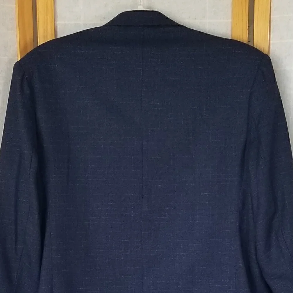Men's Navy Blue Sport Coat Blazer Two-Button Wool Blend